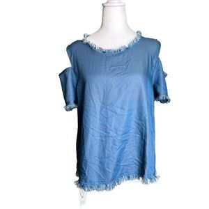 Women’s Blue Off Shoulder Tweed Top Size XL